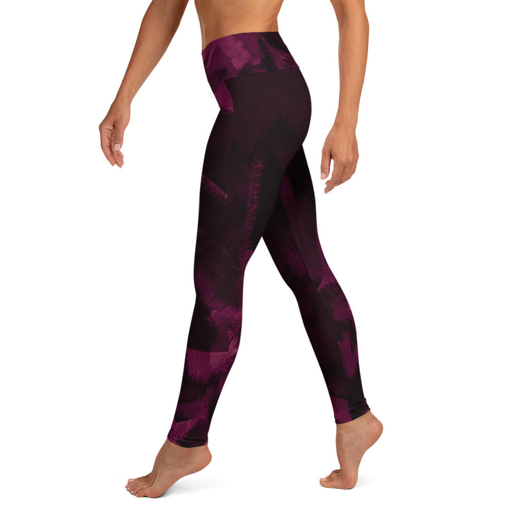 Dark Pink Black Yoga Leggings