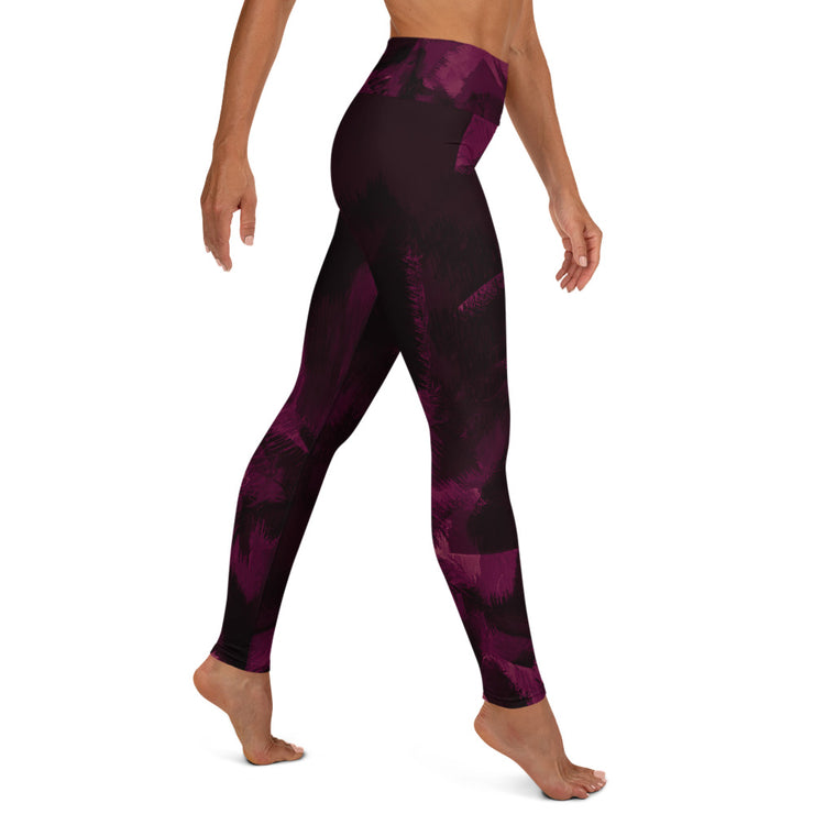 Dark Pink Black Yoga Leggings