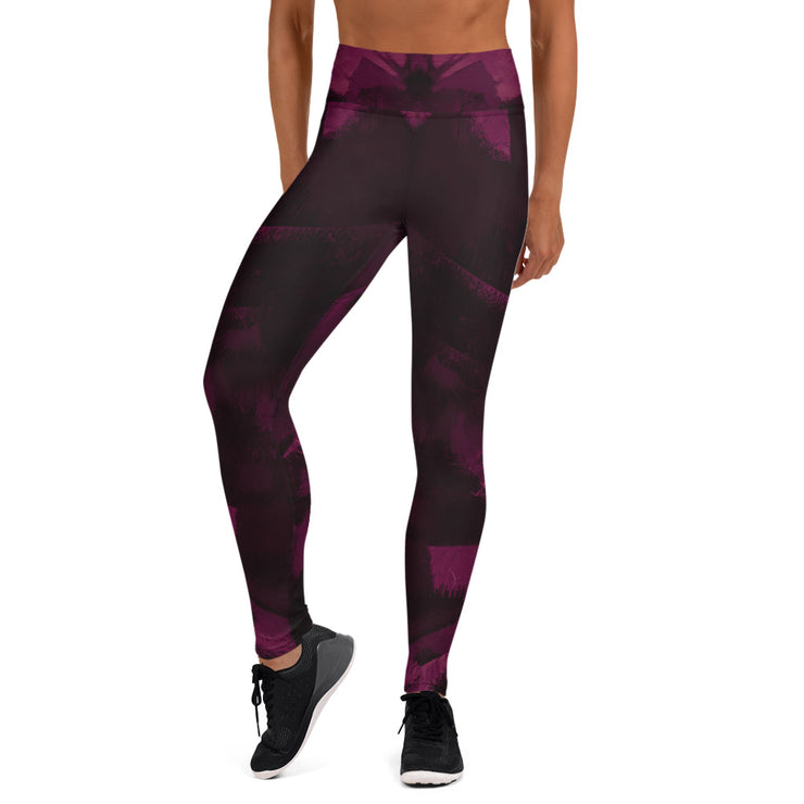 Dark Pink Black Yoga Leggings