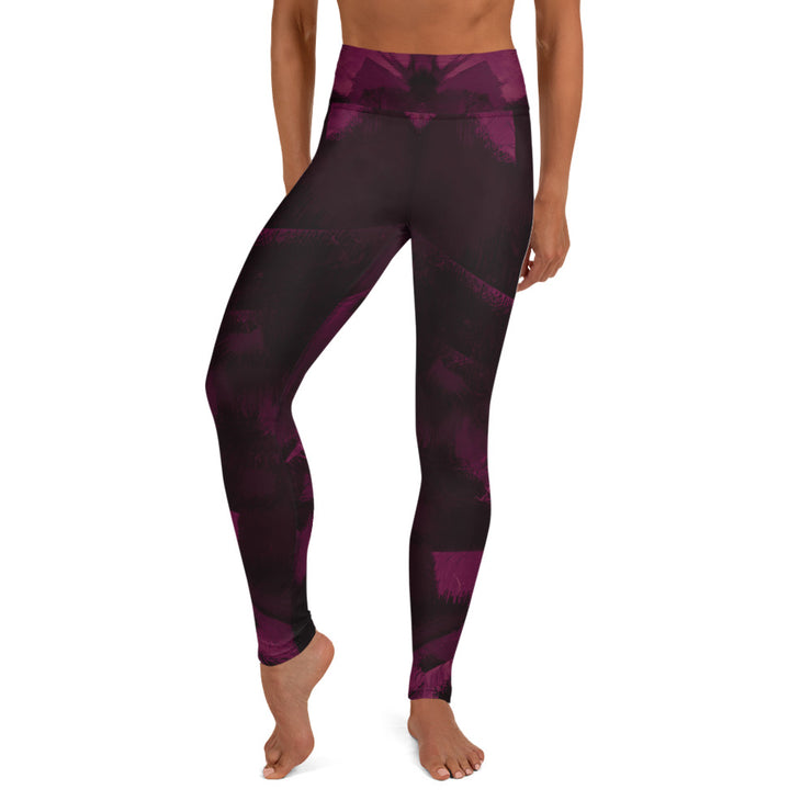 Dark Pink Black Yoga Leggings