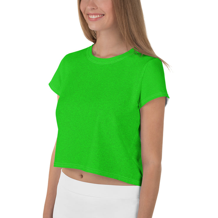 Caddy Green All-Over Print Crop Tee